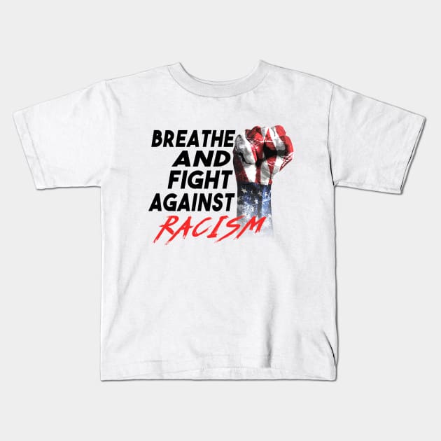 Raised American Fist Black Lives Matter Fight Against Racism Kids T-Shirt by dnlribeiro88